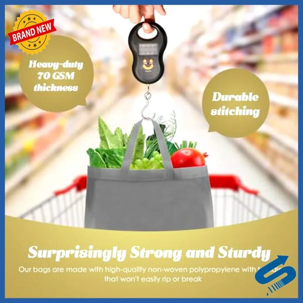Reusable Tote Bags Bulk Foldable Grocery Shopping Non Woven Handles